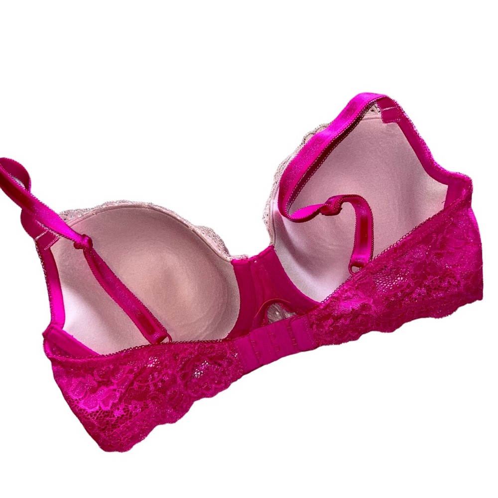 Victoria’s Secret Dream Angels Lined Demi Size 34D. Barbie Pink Lace Cry… - Picture 2 of 3